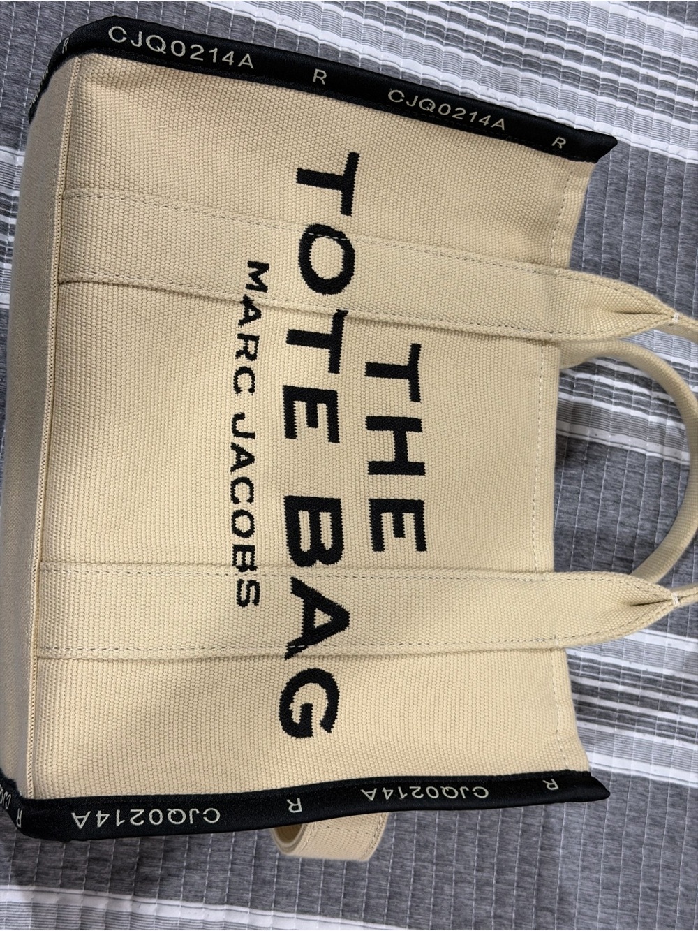 Marc Jacobs Beige Canvas Tote with Black Lettering